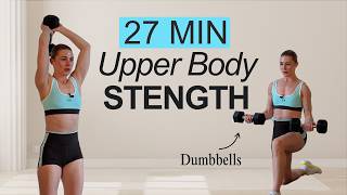 27 MIN ARMS, SHOULDERS, BACK DUMBBELL WORKOUT | Upper body hourglass strength