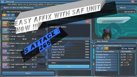 (PSO2) SIMPLE AFFIX 265 S ATTACK, LOW MESETA , WITH SAF UNIT , STEP BY STEP AFFIX