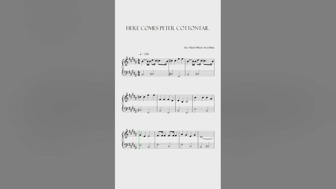 Here Comes Peter Cottontail Sheet Music #shorts #short #shortvideo #
