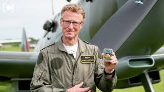 NEW!  The historic Battle of Britain Gold-Plated Commemorative, flown in an actual Spitfire…