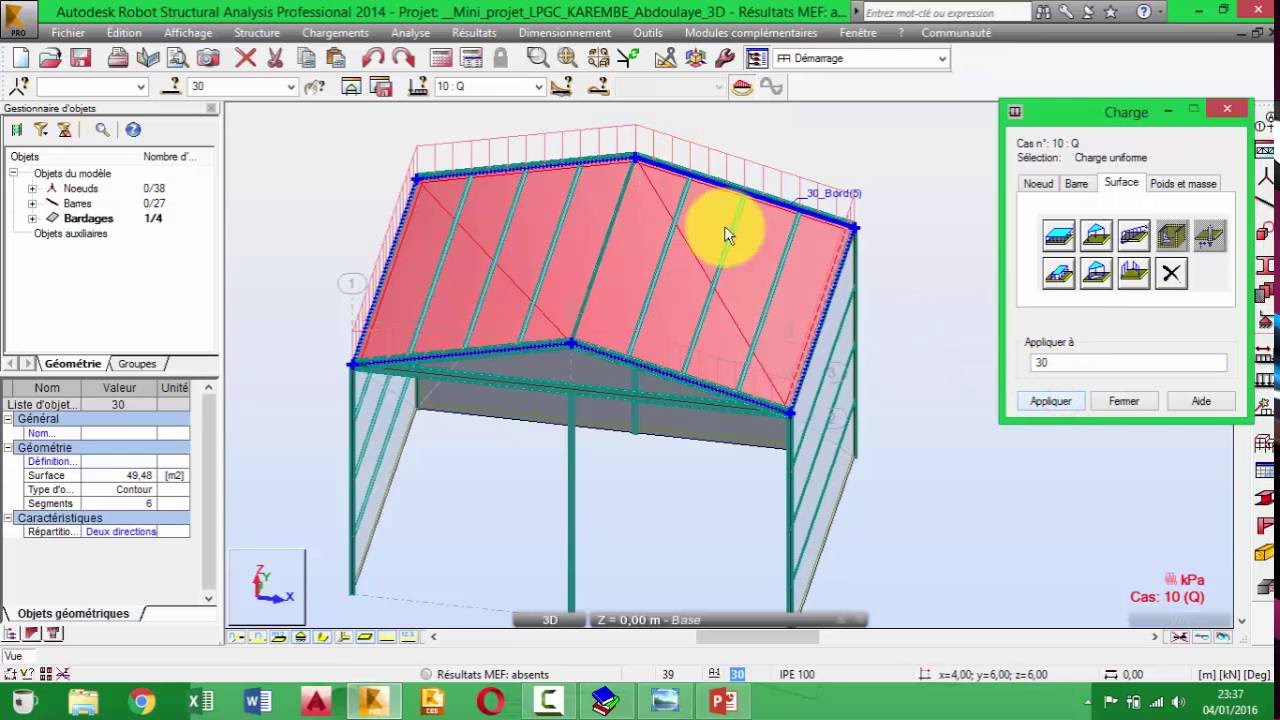 Etude d'un hangar en construction Metallique sur ROBOT