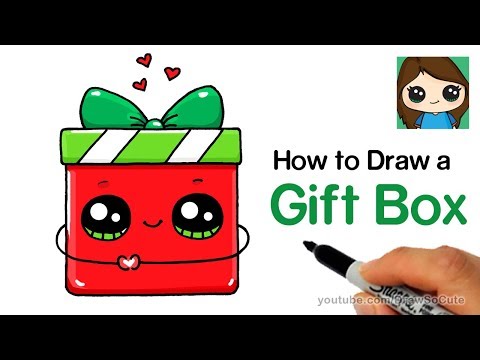 How To Draw A Christmas Gift, Step by Step, Drawing Guide, by Dawn