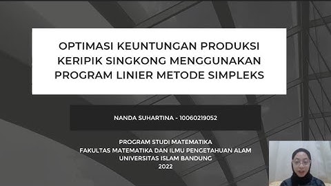 Optimasi Keuntungan Produksi Keripik Singkong Menggunakan Program Linier Metode Simpleks