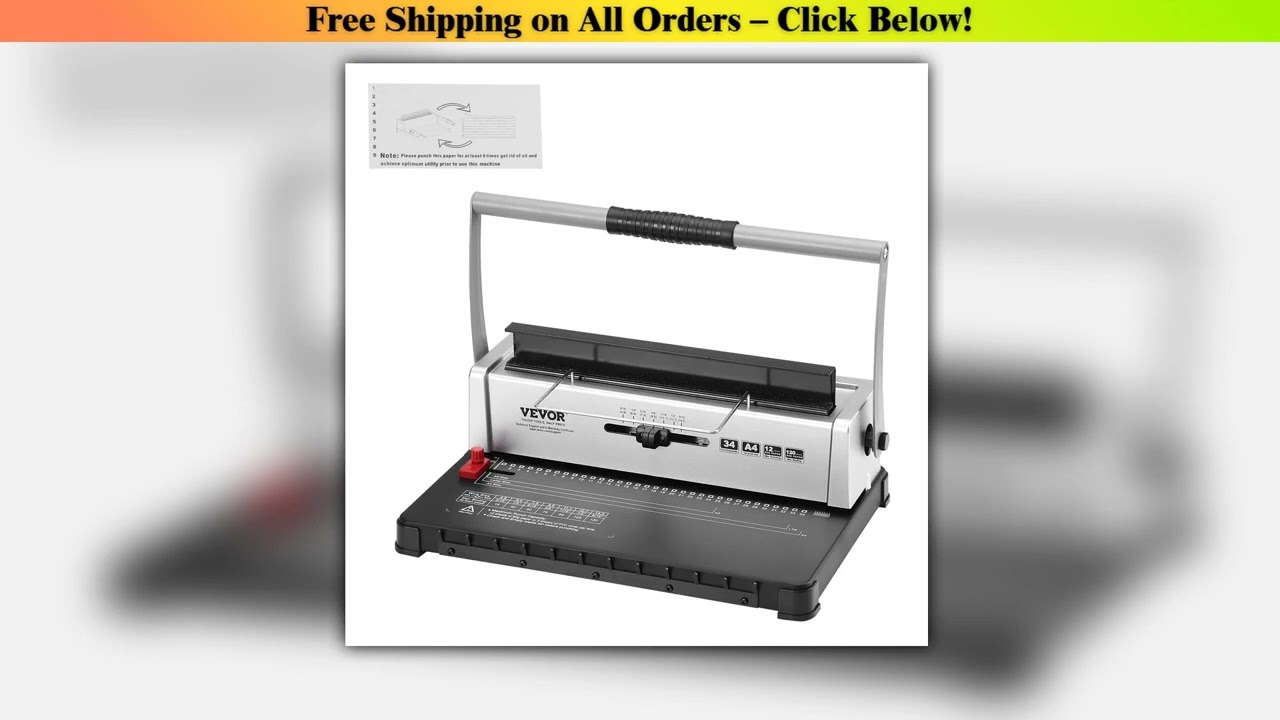 SucceBuy Coil Spiral Binding Machine Manual Book Maker 34-Holes Binding 120 Sheets Punch Binder w/