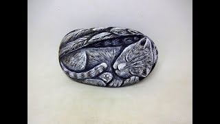 COMO PINTAR PIEDRAS CON MEMORIAL PARA GATO PASO A PASO   Pedreta de Riu by Susana Puig