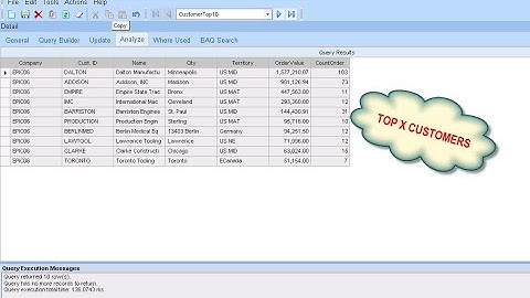 Epicor ERP Get Best of 10 Customers using BAQ SubQuery
