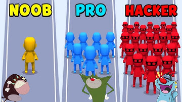 NOOB vs PRO vs HACKER Crowd City Android iOS Oggy And Jack
