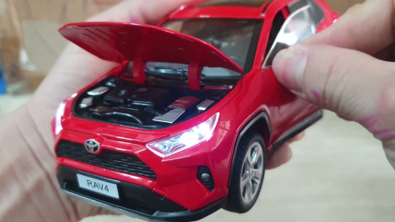 Unboxing of 2025 Toyota RAV4 red 1/24 scale diecast model car