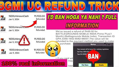 how to refund uc in bgmi without ban / bgmi refund trick working or not / how to get return exclusiv