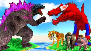 Long Slide Game with Dinosaur Lion Cow Hippopotamus Gorilla 3d Animal Game Funny 3d Animals