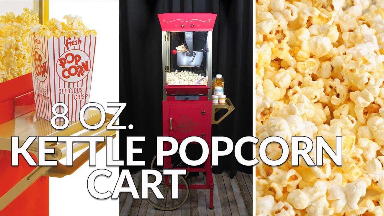 Entcook Commercial Popcorn Machine with Cart, Antique Style Porcorn Popper  with 8 Ounce Kettle 