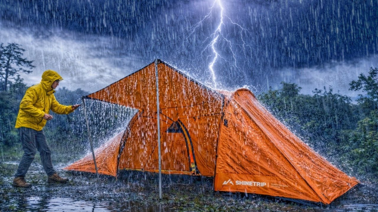 STUCK in a STORM⛈️ALONE IN A VIOLENT STORM HEAVY RAIN AND THUNDER ALL NIGHT