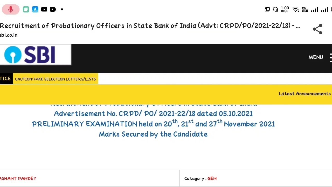 Sbi po pre RESULT out 2021 || Scorecard || 🙄