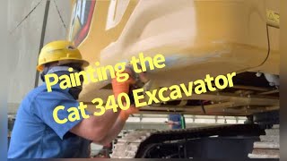 Painting the Cat 340 Excavator  #caterpillar #cat #painting #excavator