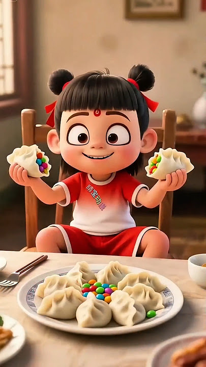 Nezha Rebutan Pangsit Isi Coklat Pelangi! #shorts #animasi #kartun