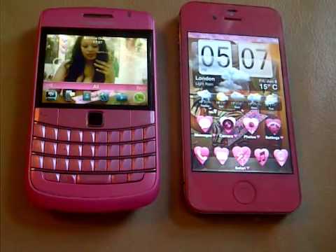 Pink Iphone 4S and pink blackberry bold