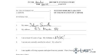 Utah Petition for Emancipation of a Minor