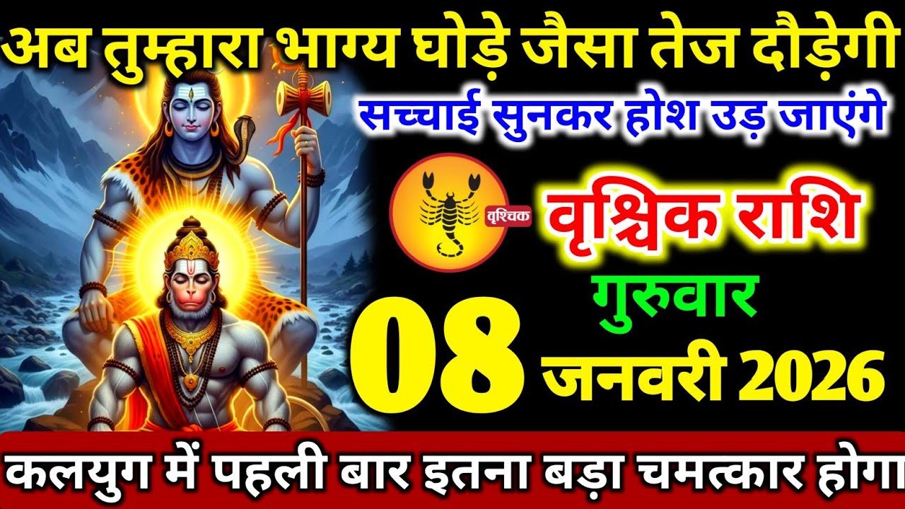 वृश्चिक राशि 08 जनवरी गुरुवार तुम्हारा भाग्य घोड़े से तेज दौड़ेगी बड़ी खुशखबरी। vrishchik Rashi 