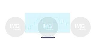 Flickering candlestick chart emerging from device 2D cartoon object animation