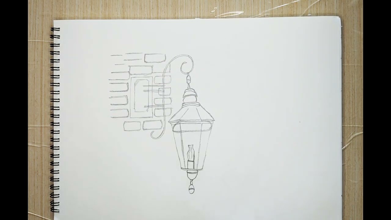 Drawing tutorial of street lamp sketch | 