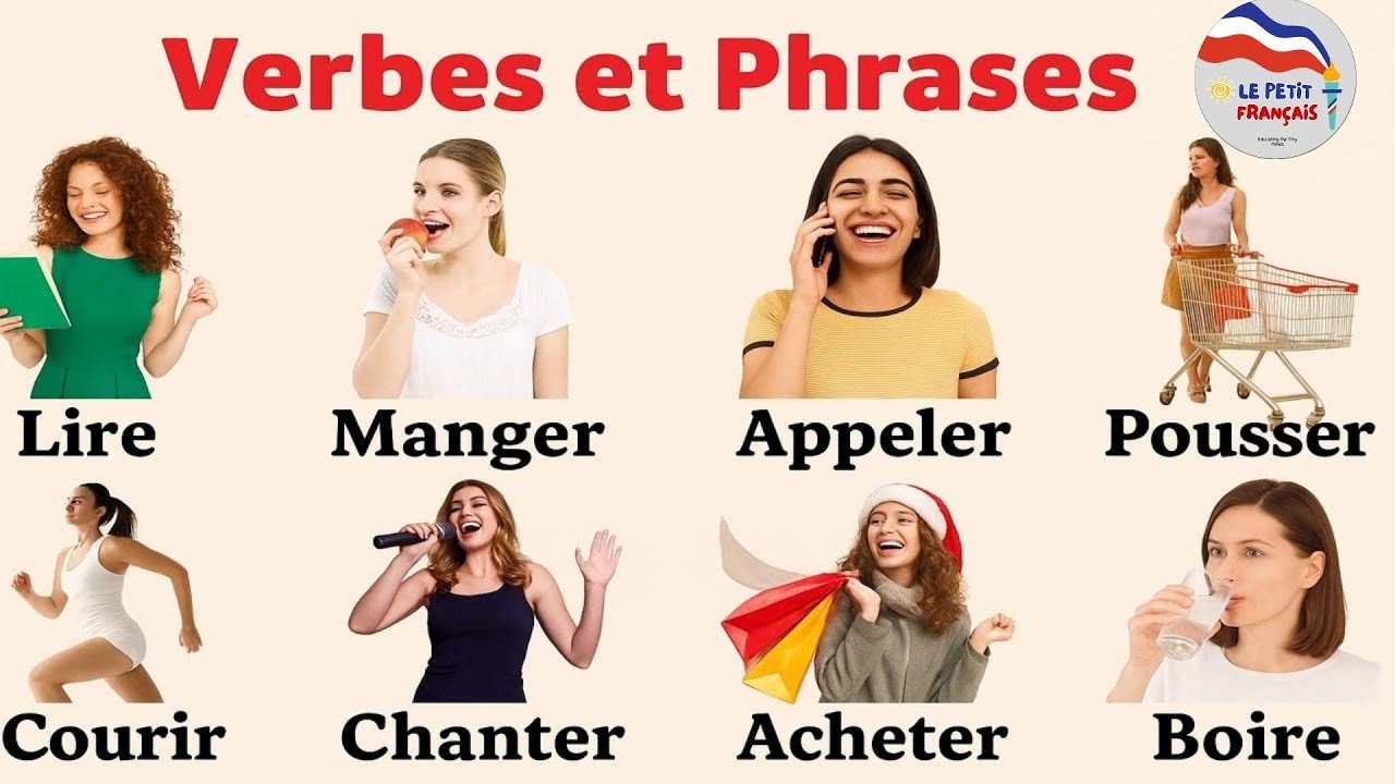 Découvre 100 verbes essentiels en français 🇫🇷 avec phrases faciles  ! Répète avec moi 