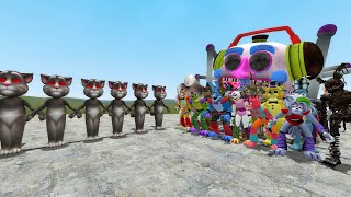 ALL GLAMROCK ANIMATRONICS VS CURSED TALKING TOM in Garry's Mod!!! FNAF Security Breach