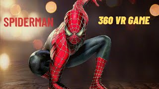 SpiderMan in 360 VR is flying over Virtual Reality New York