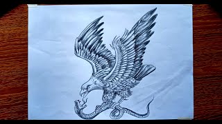 Eagle Drawing With Pencil Pencil Shading Bird Pencil Sketch Art Eagle With Snake Drawing