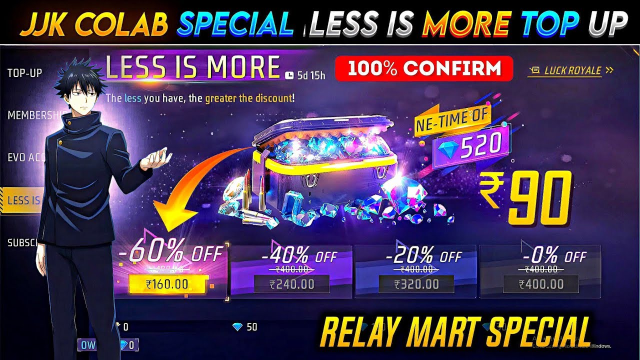 Jjk Colab Special Less Is More Event 😮🥳| Free Fire New Event | Ff New Event| New Event Free Fire