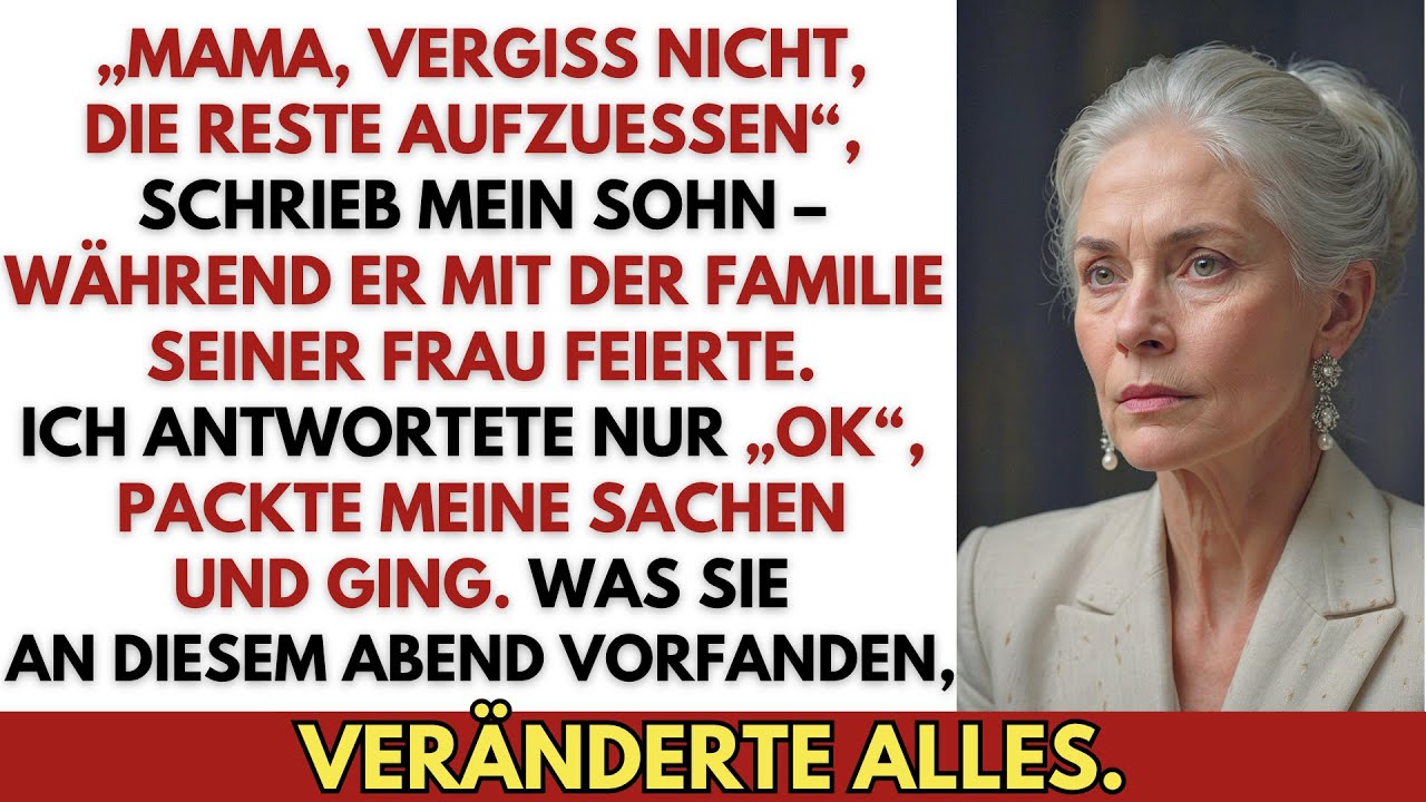 „Mama, vergiss nicht, die Reste aufzuessen“, sagte mein Sohn. Ich erstarrte. Dann tat ich…