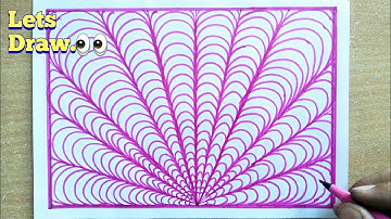 Curved Line Drawing #04 I Peacock 3D Pattern I Satisfying Line Illusion