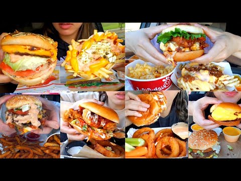 TWILIGHT ASMR best BURGER🍔compilation (ft. onion rings & fries) | burger eating/mukbang 🍔🍟