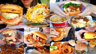 TWILIGHT ASMR best BURGER🍔compilation (ft. onion rings & fries) | burger eating/mukbang 🍔🍟