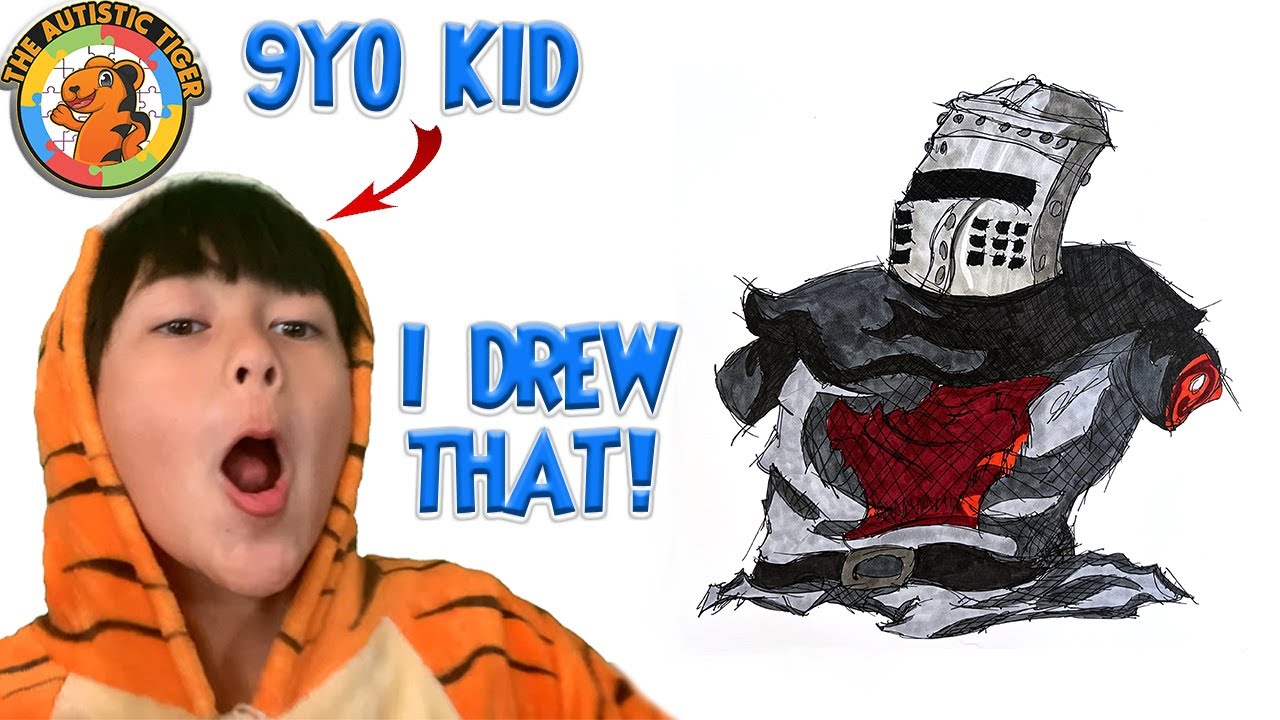 9yo Autistic Savant Draws - Black Knight | Monty Python and the Holy Grail