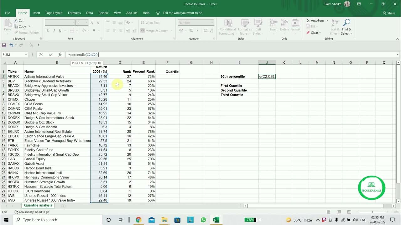 Excel Finding the Quartiles IQR Upper & Lower fences I Quartile