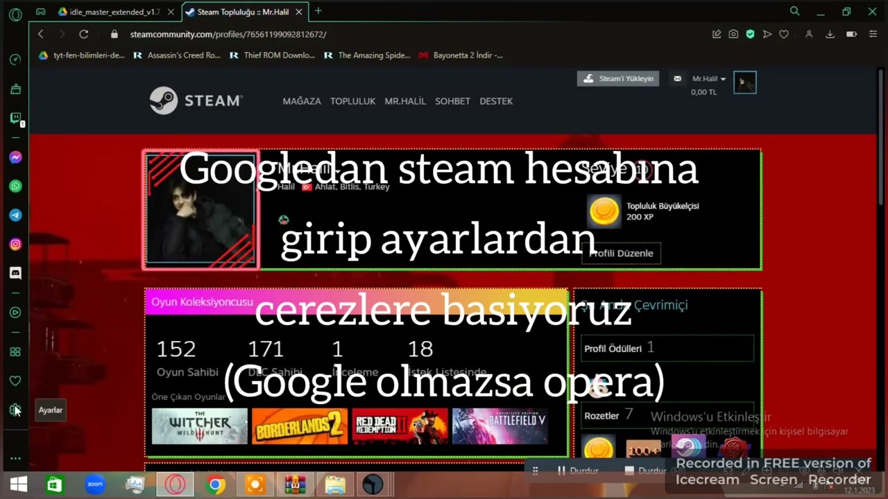 STEAM KART KASMA UYGULAMASI STEAM IDLE MASTER (Link yorumlarda)