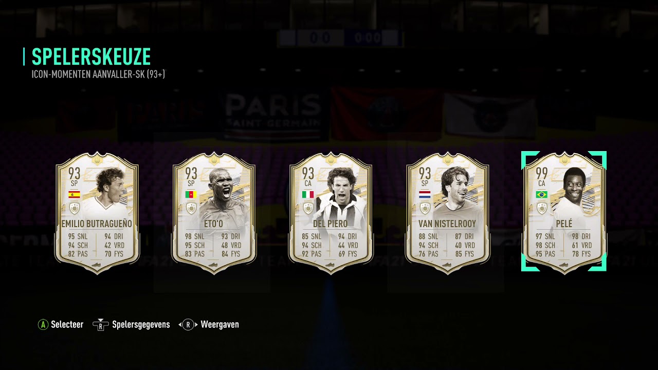 93+ attacker icon moments player pick (PELEEEE) fifa21