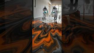 This Floor is Amazing 😱 Black & Gold Epoxy Resin Transformation ✨. #EpoxyFloor #BlackAndGold
