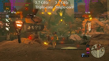 BotW CEMU 1.11.3 | Ryzen 1600 @ 3.7 &  4.1GHz | Single vs. Triple-core  | Side by side | With graphs