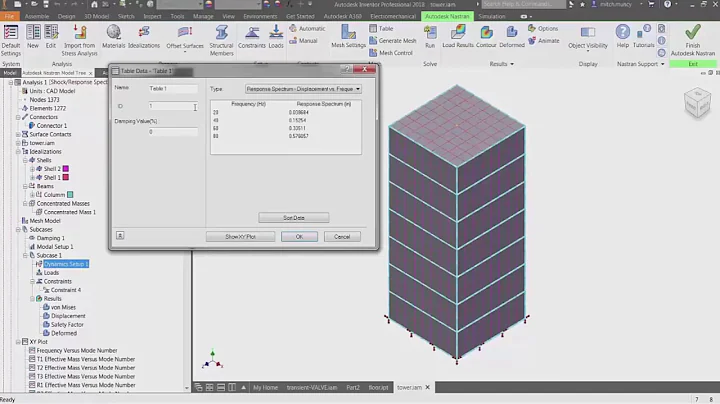 nastran in cad 2018 video response spectrum analysis en