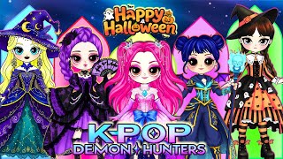K Pop Demon Hunters Rumi, Mira & Zoey Glow Up for Halloween Prom Night!  DIY Fashion Paper Dolls