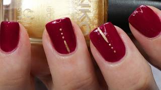Minimalist Nails Simple Burgundy and Gold Nail Art Easy Nail Art Tutorial for Beginners