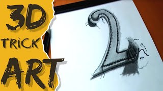 3D Trick Art On Line Paper, Floating Number 2