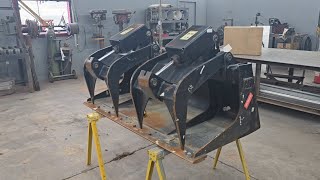 Welding on a Caterpillar grapple bucket