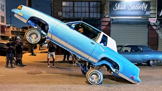 Lowrider Cars Hopping Bouncing & Cruising in Downtown Los Angeles California Classic Car Show!