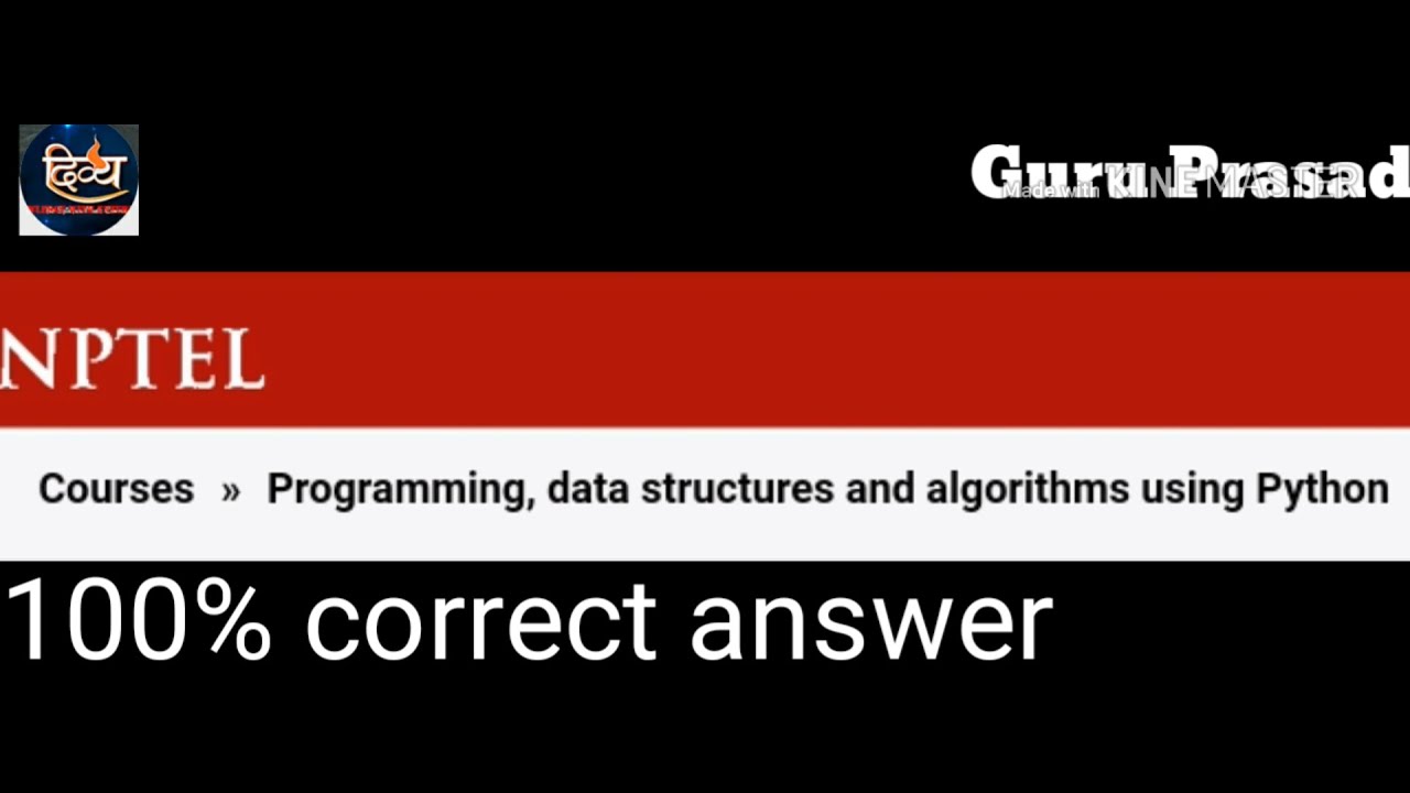 NPTEL | Programming, Data Structures And Algorithms Using Python |Week ...