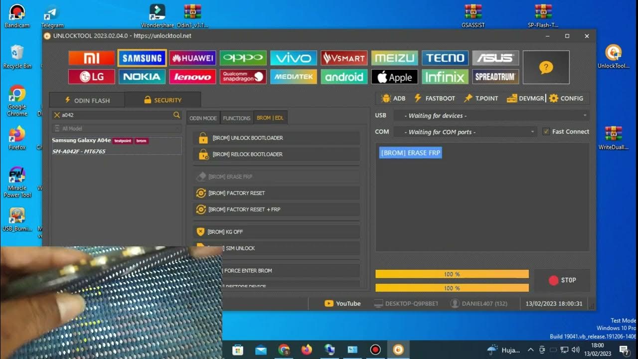 frp bypass samsung A04E via unlocktools test point