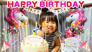 【密着】ほのちゃんの4歳の誕生日の1日　ハッピーバースデー　日常　サプライズ　プレゼント　1歳　4歳　姉妹