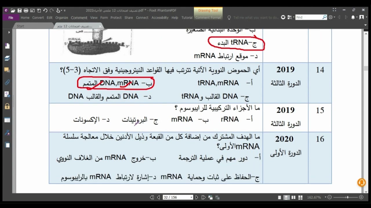 حل اسئلة مصنف بناء البروتين