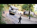 30 Tons Heavy Loaded Truck Failed to Drive Up Hill - Helpers Extreme Efforts To Rescue The Truck